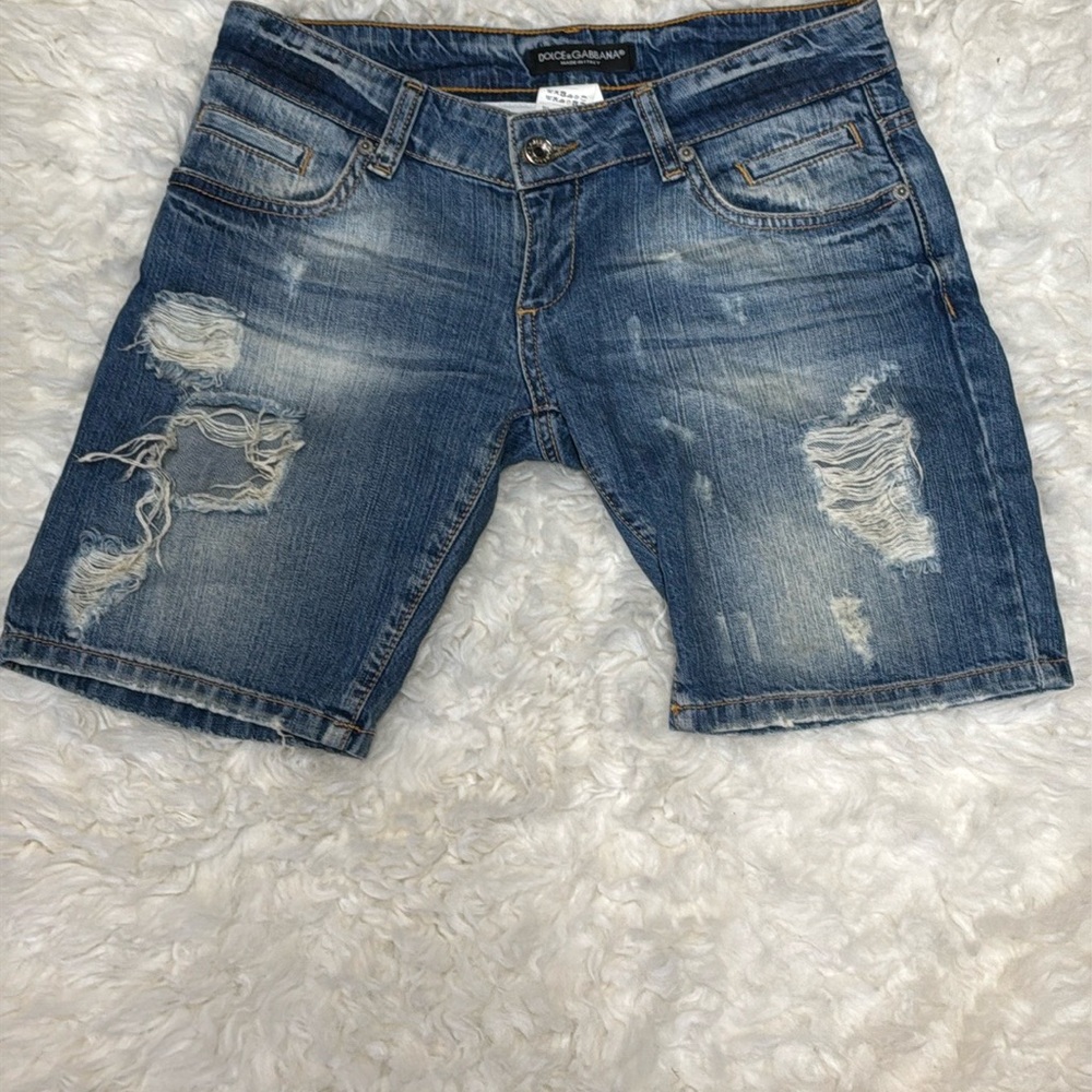 D&G x Disney Distressed Denim Shorts
